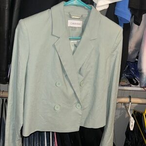 Calvin klein aqua double breasted blazer jacket size 2